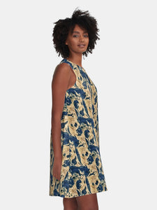 "Abstract Blue Gold" A-Line Dress