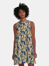 Load image into Gallery viewer, &quot;Abstract Blue Gold&quot; A-Line Dress